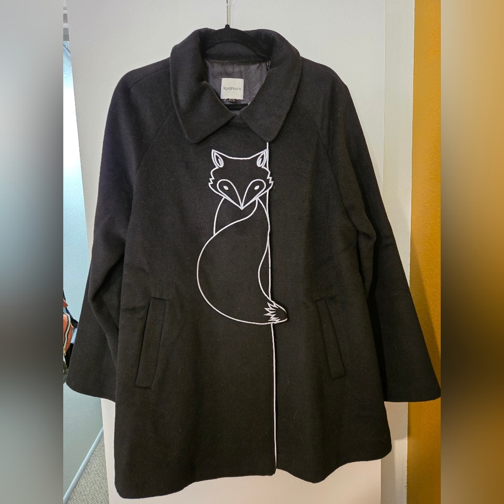Modcloth Fox Embroidered Swing Coat - Worn Once - XL